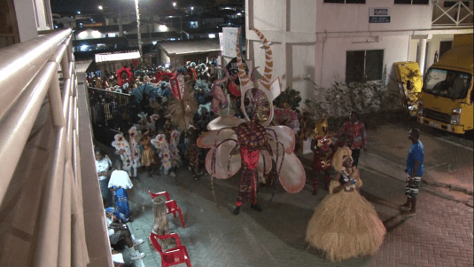 Parade entering the Central Campus of the University of Education, Winneba