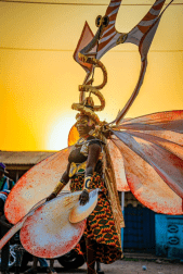 The beauty of the sunset over the carnival parade