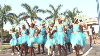 Young females from the community dressed for the street parade.