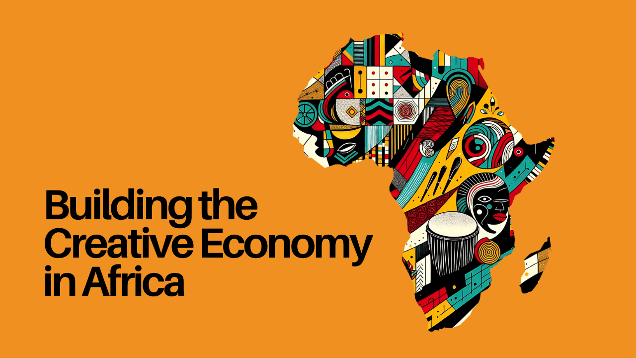 Banner for the Creative Economy course showing a colourful map of Africa