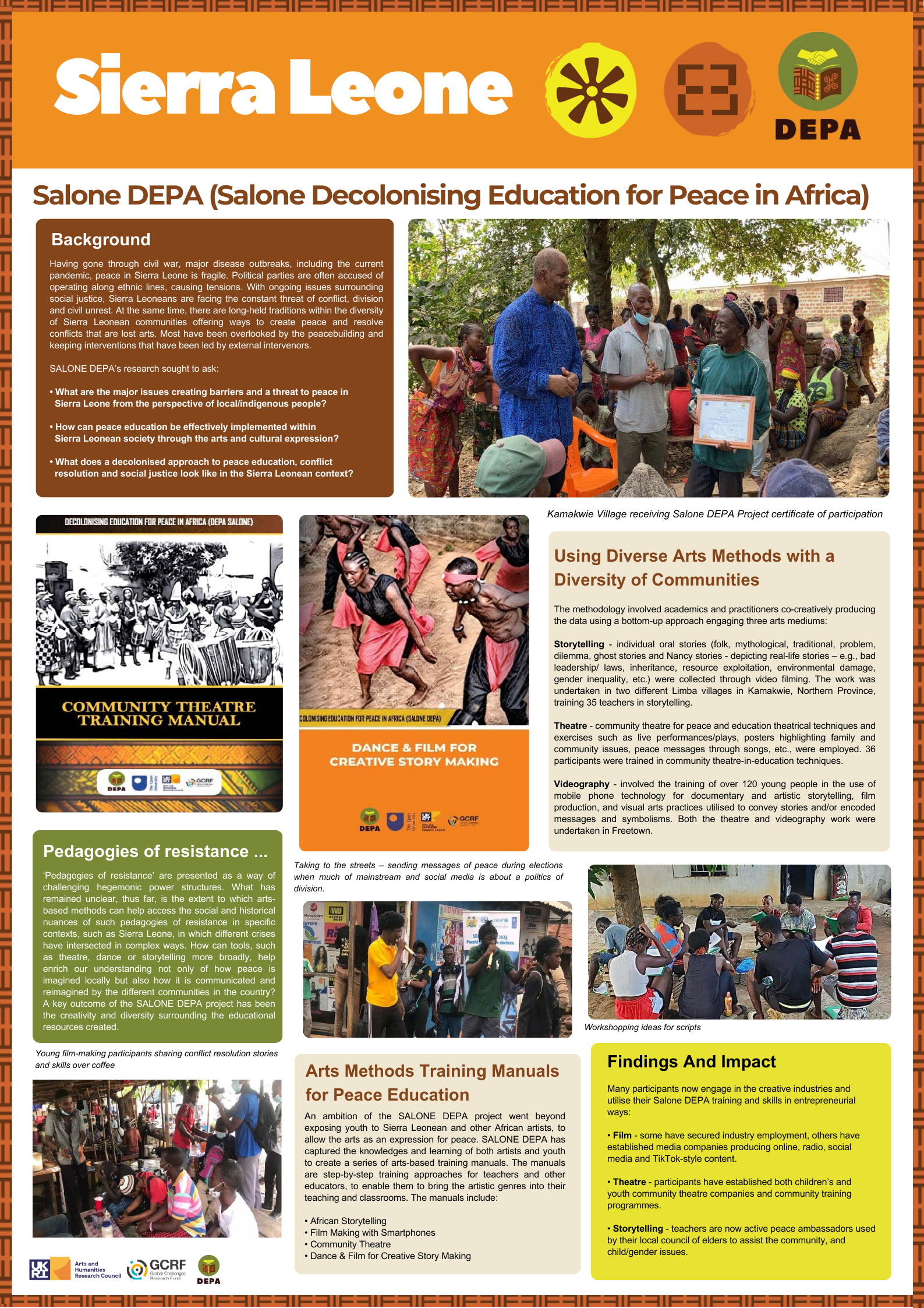 The Sierra Leone Project poster from the DEPA Event