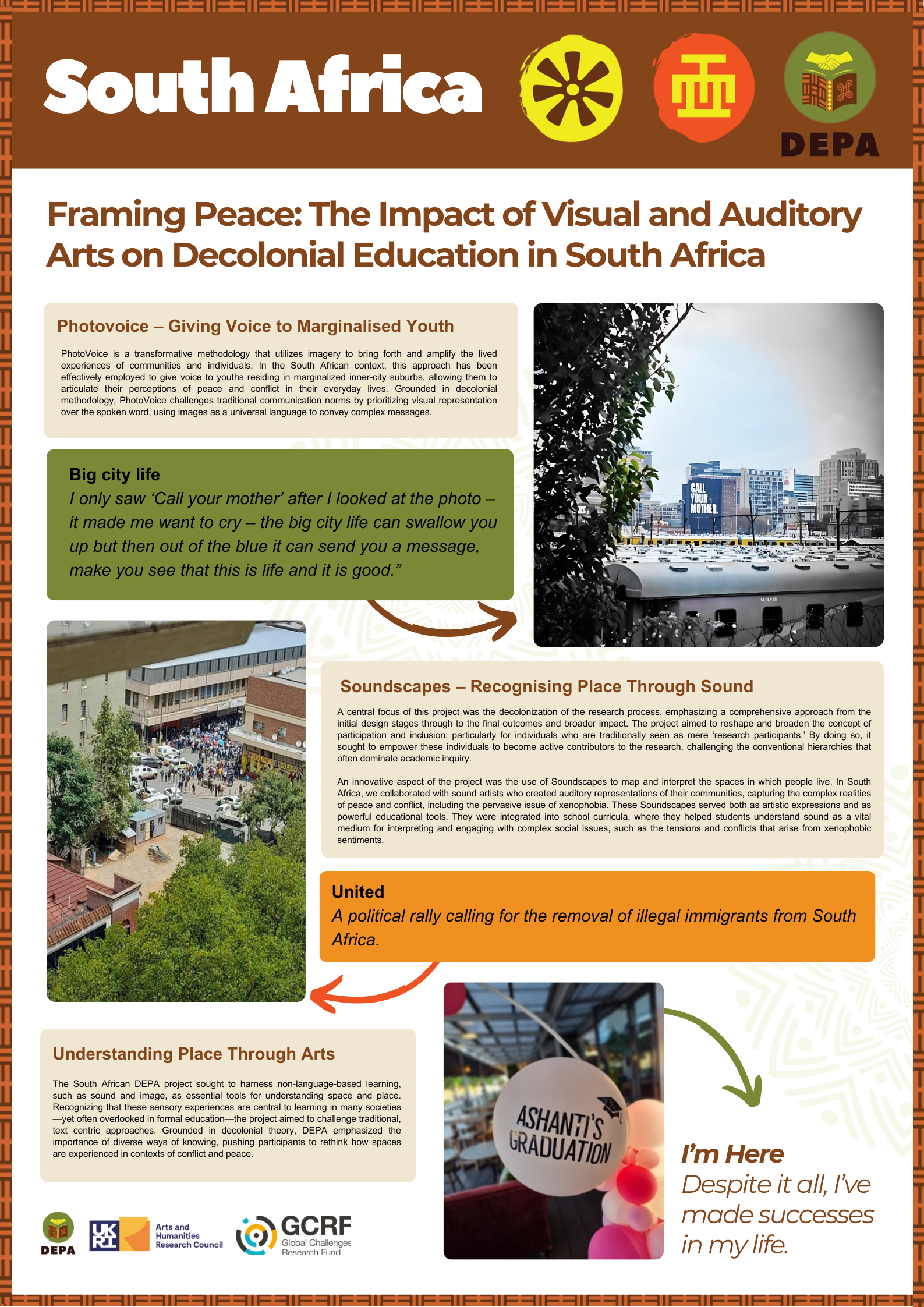 The South African Project poster from the DEPA Event