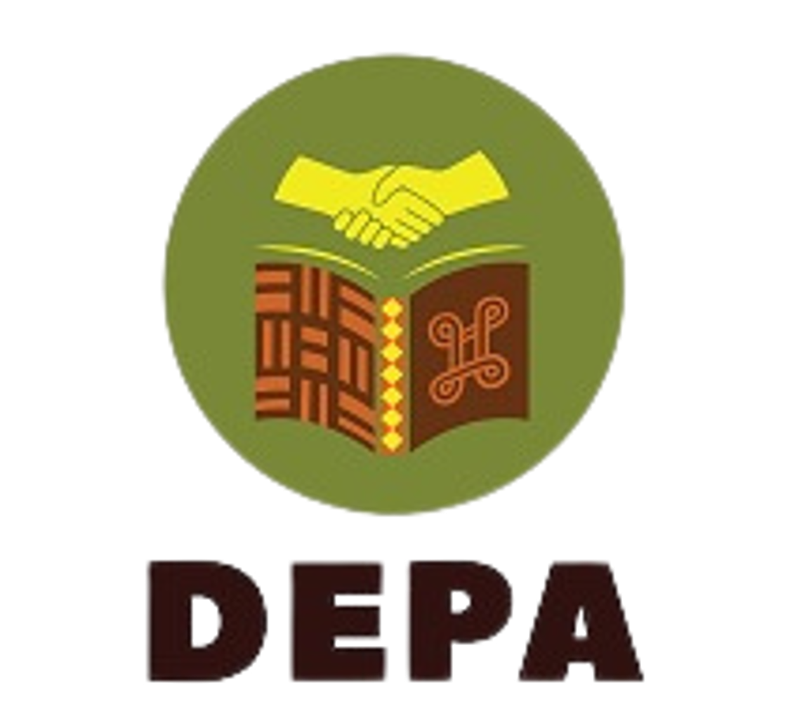 DEPA logo showing two hands joined in a shake over an open book
