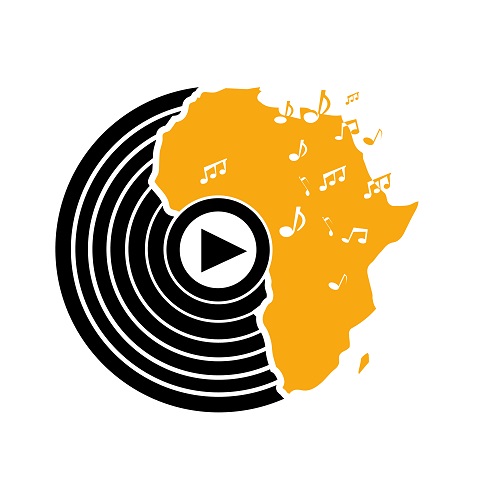 Map of Africa with play button representing music
